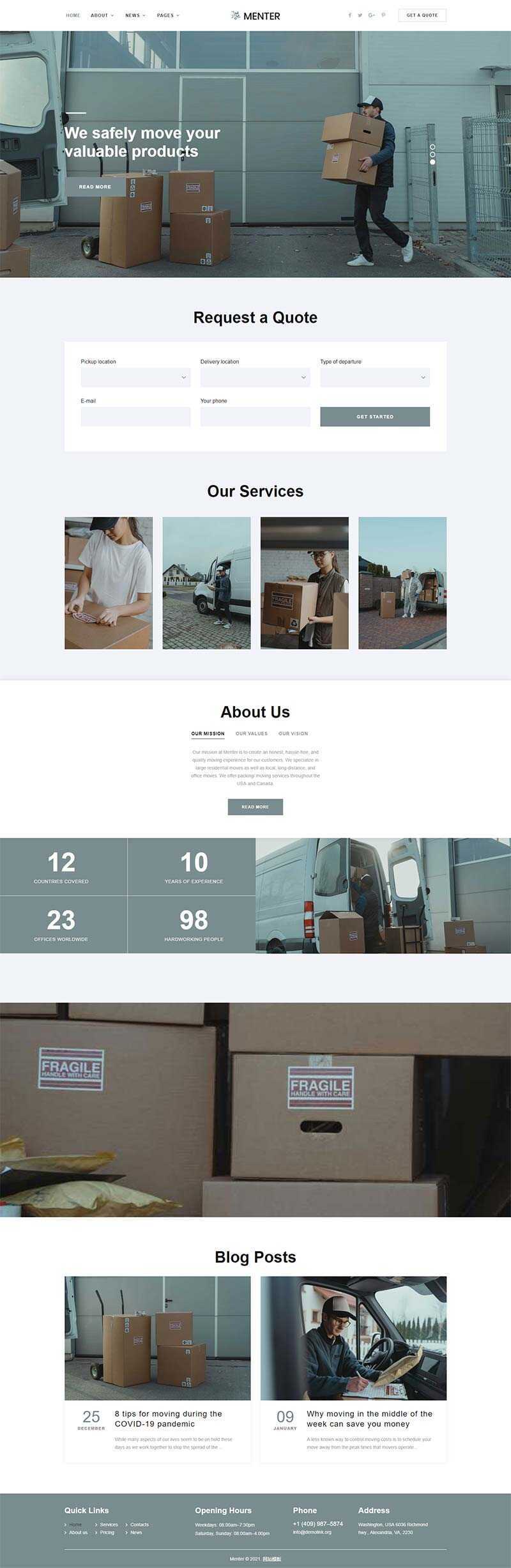 bootstrap响应式搬家快递公司网站html5模板 - 淘金派资源网