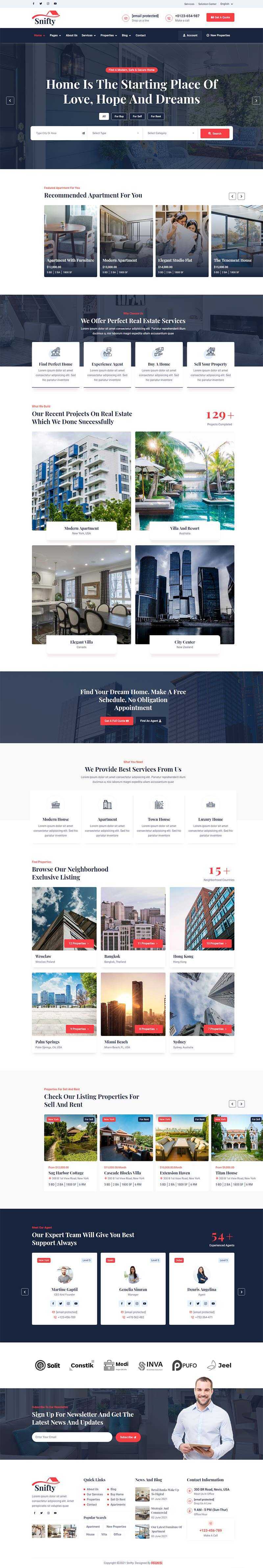 bootstrap5深蓝色房地产信息资讯平台HTML5模板 - 淘金派资源网