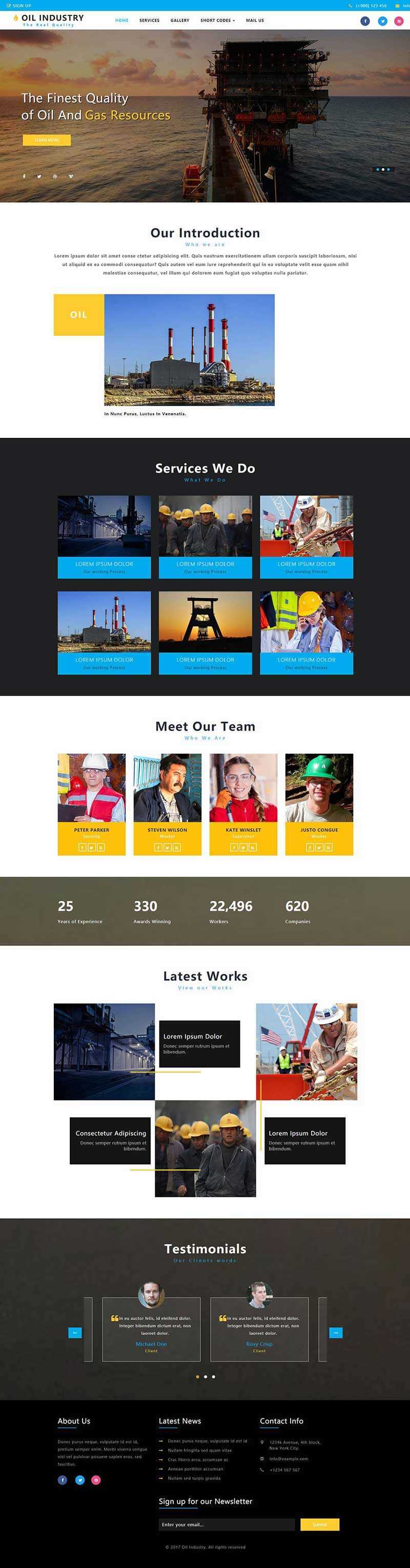 bootstrap石油开采工业类企业网站html模板 - 淘金派资源网