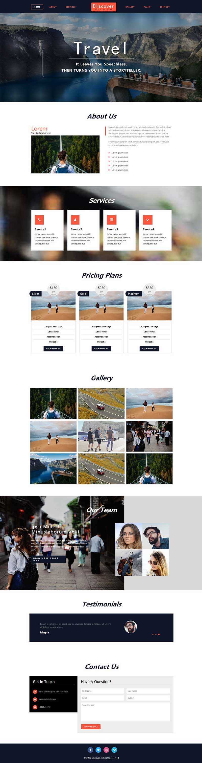 大气宽屏展示型旅游网页html模板 - 淘金派资源网