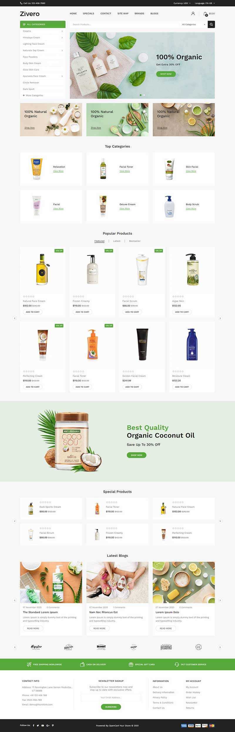 小清新洗护用品商城网页html模板 - 淘金派资源网