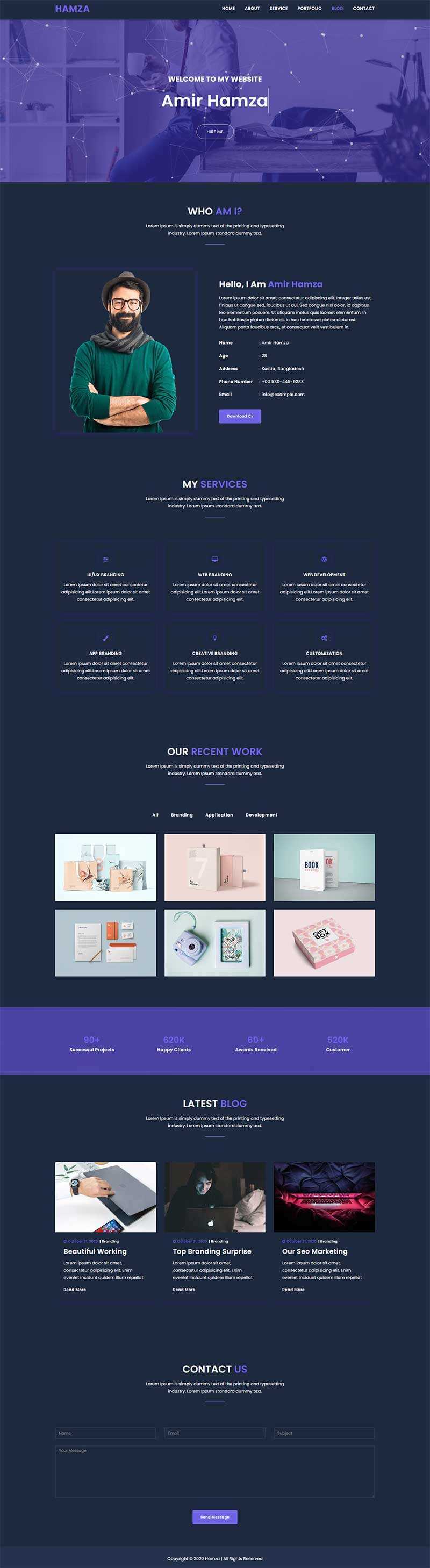 炫酷全屏个人作品集展示网页html模板 - 淘金派资源网