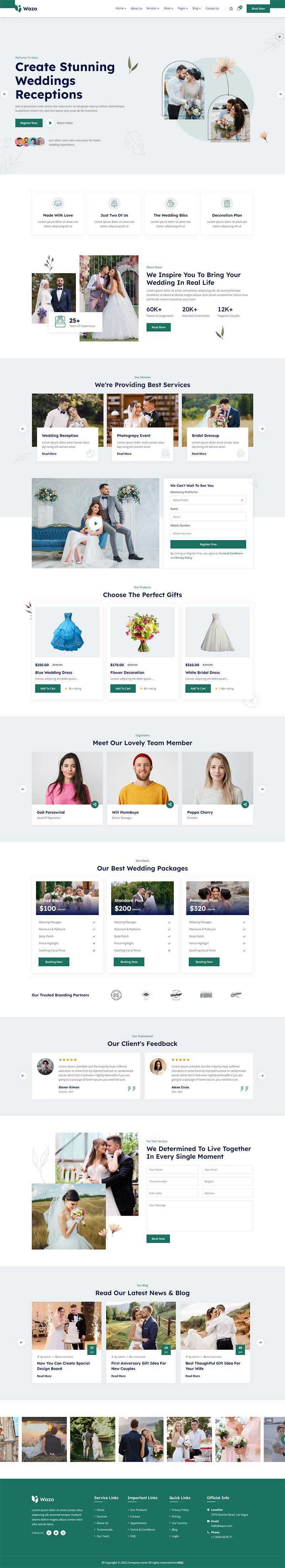 婚礼婚庆婚纱摄影服务网站html模板 - 淘金派资源网