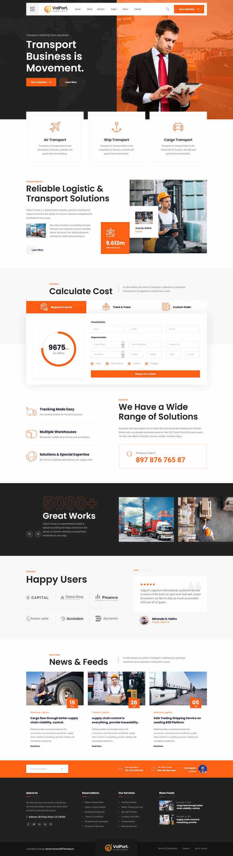 物流和运输企业官网HTML5模板 - 淘金派资源网