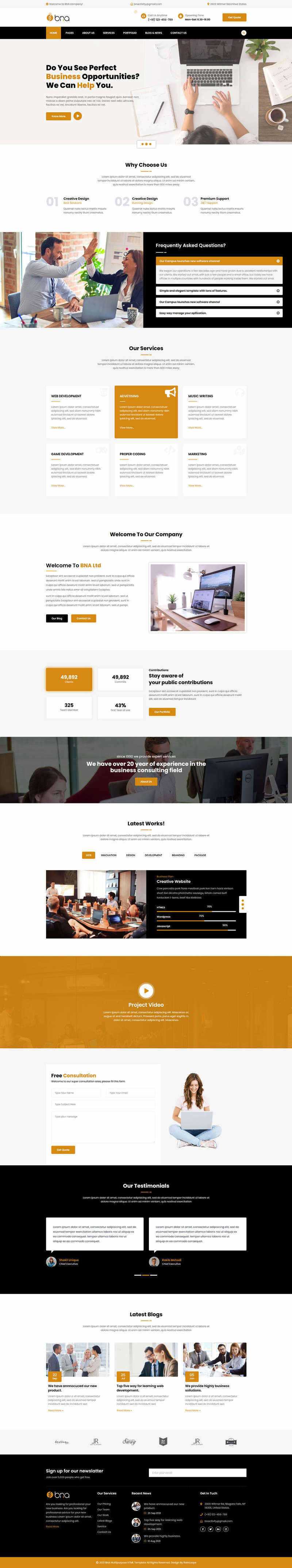 Bootstrap多用途响应式商务企业展示html模板 - 淘金派资源网