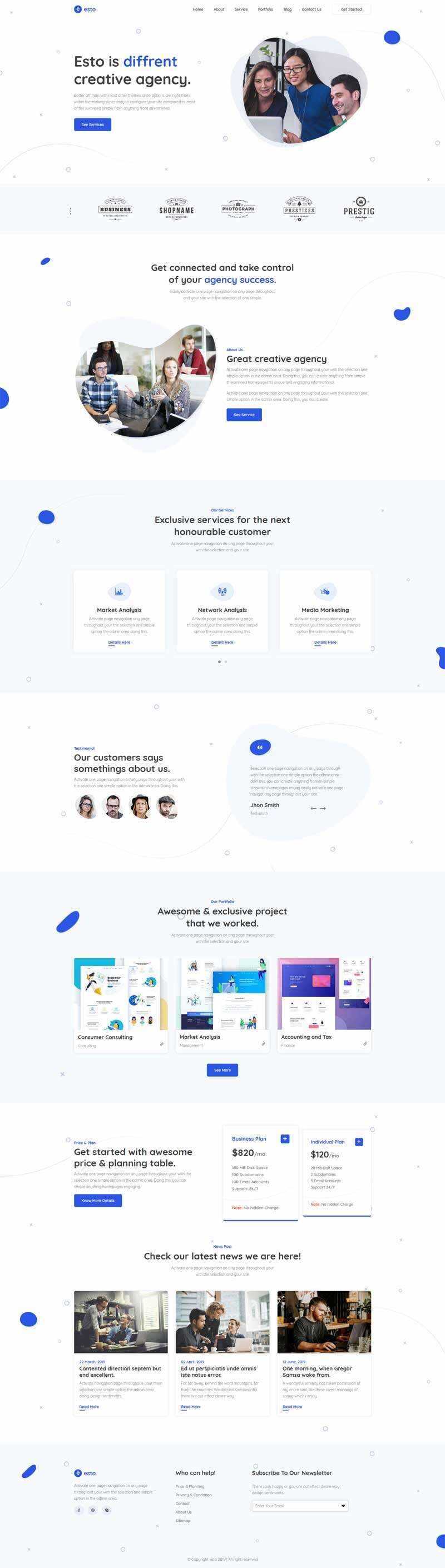 响应式创意的微小企业工作室网站html模板 - 淘金派资源网
