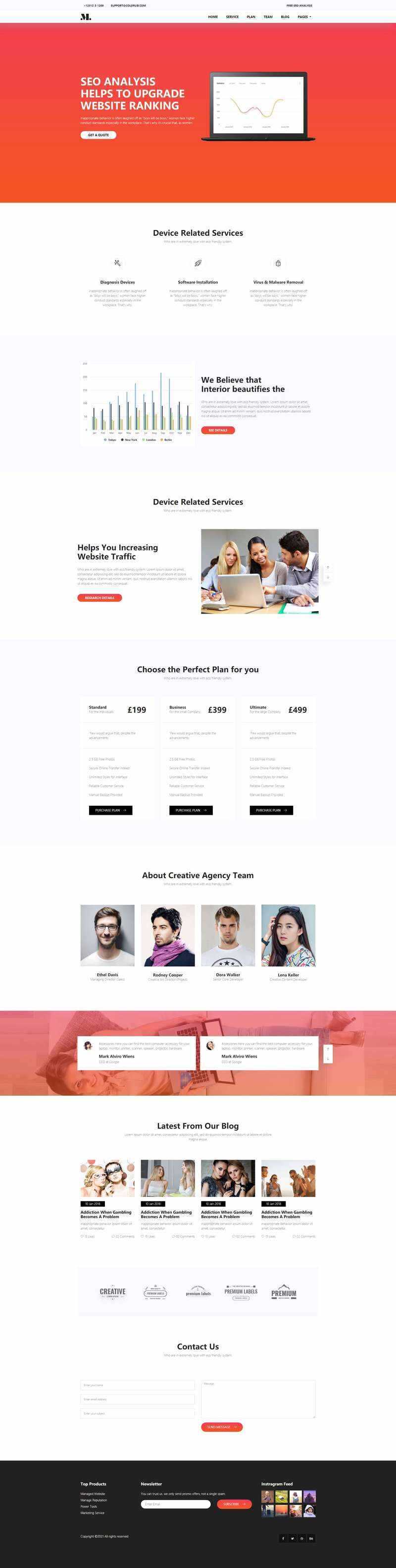 红色响应式SEO优化服务网站html模板 - 淘金派资源网
