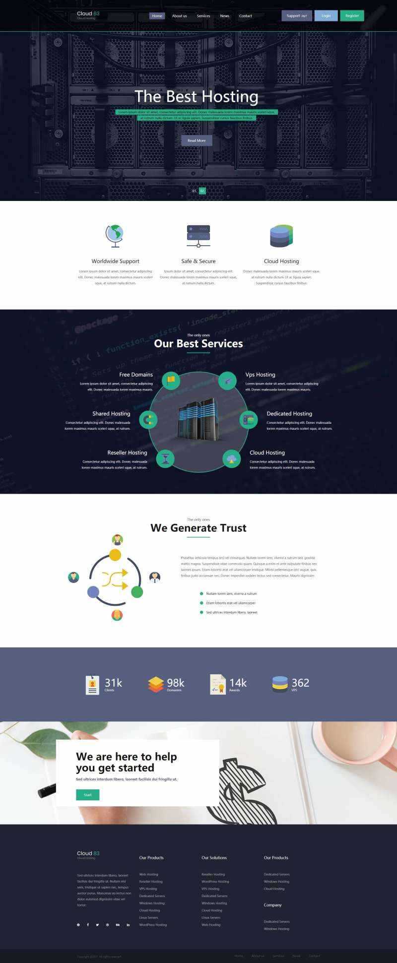 多用途主机托管云服务网站html模板 - 淘金派资源网