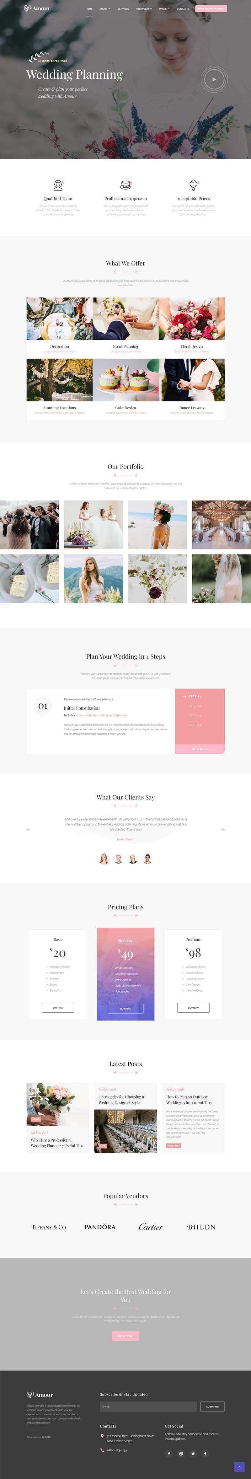 粉色简约的婚庆婚礼策划网站html模板 - 淘金派资源网