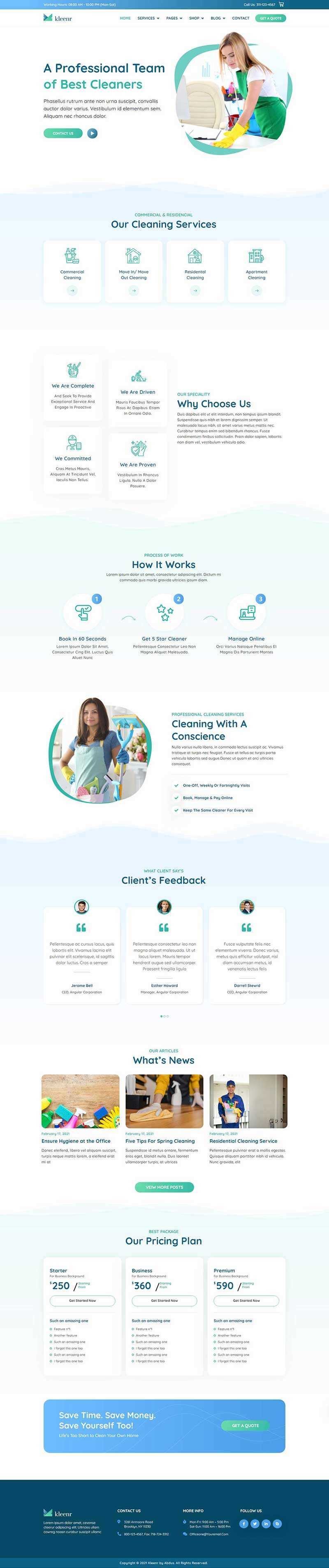 绿色清爽的家政清洁服务公司网站html模板 - 淘金派资源网