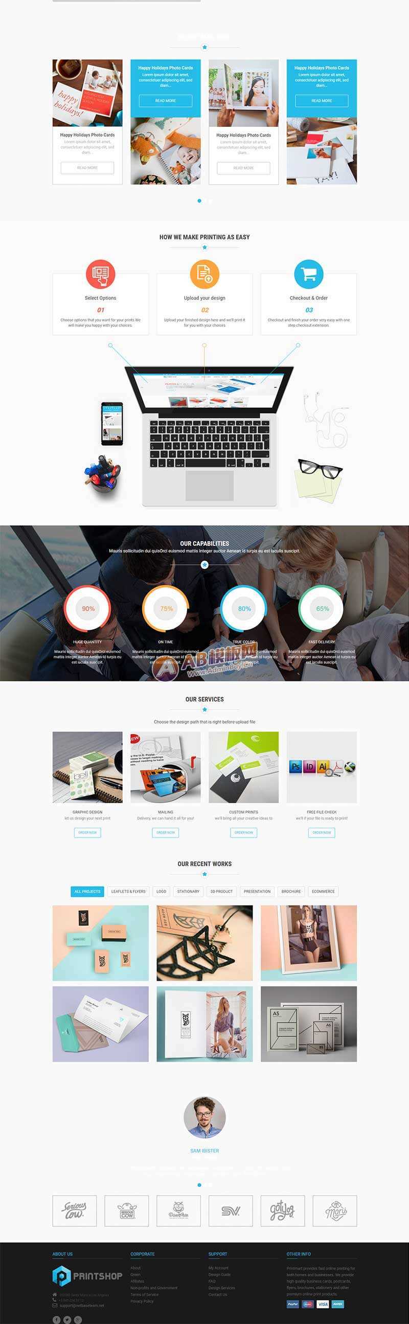 图片[2] - 蓝色的响应式名片印刷公司网站html模板 - 淘金派资源网