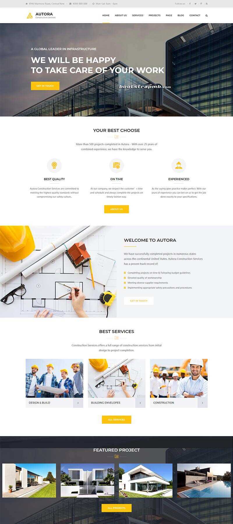 Bootstrap响应式的房地产建筑企业网站HTML模板 - 淘金派资源网