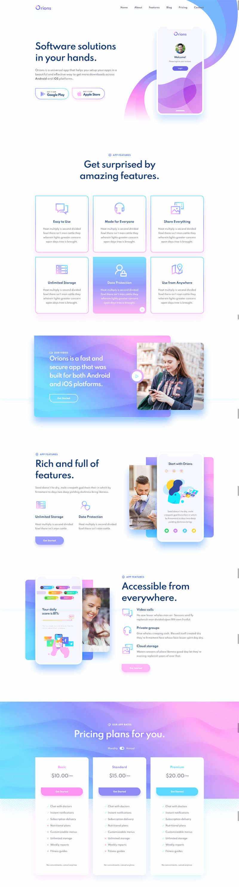 响应式app应用程序网页模板 - 淘金派资源网