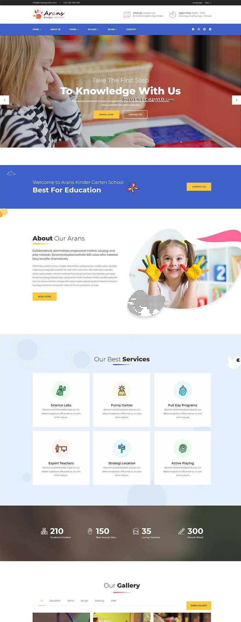 Bootstrap响应式幼儿园早教中心网站html模板 - 淘金派资源网