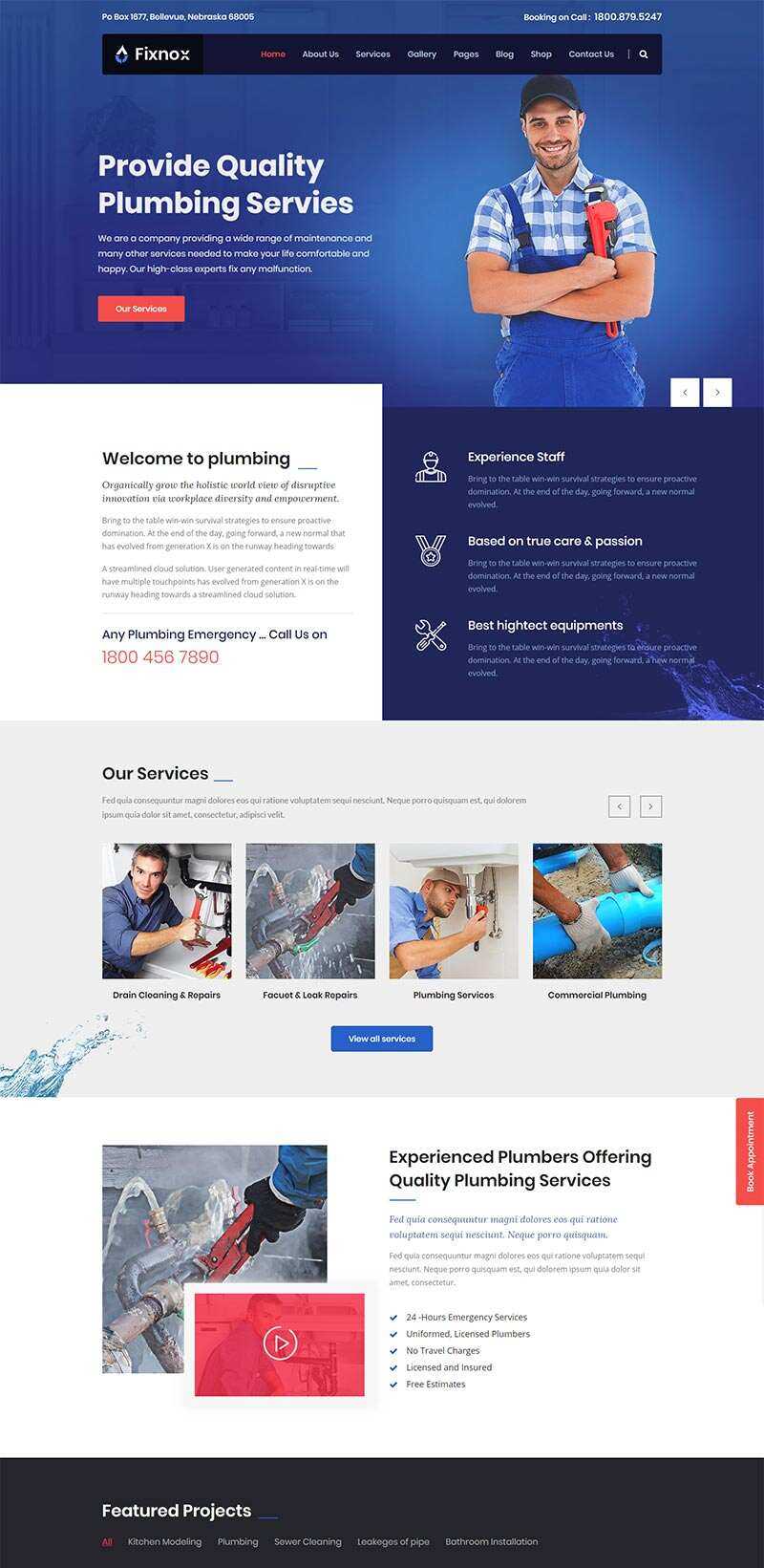 Bootstrap管道修理家政保洁公司网站html模板 - 淘金派资源网