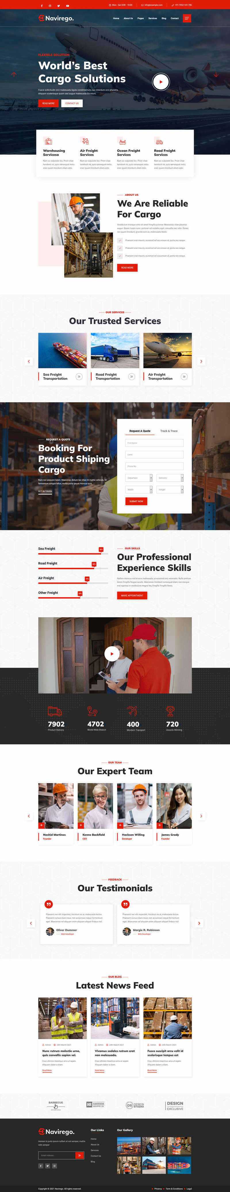 bootstrap红色的物流快递公司网站HTML模板 - 淘金派资源网