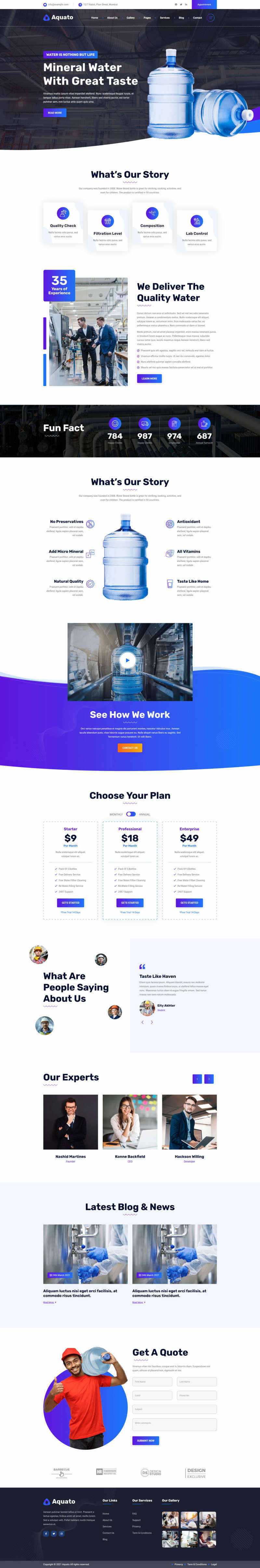 bootstrap饮用水送货服务公司网站HTML模板 - 淘金派资源网