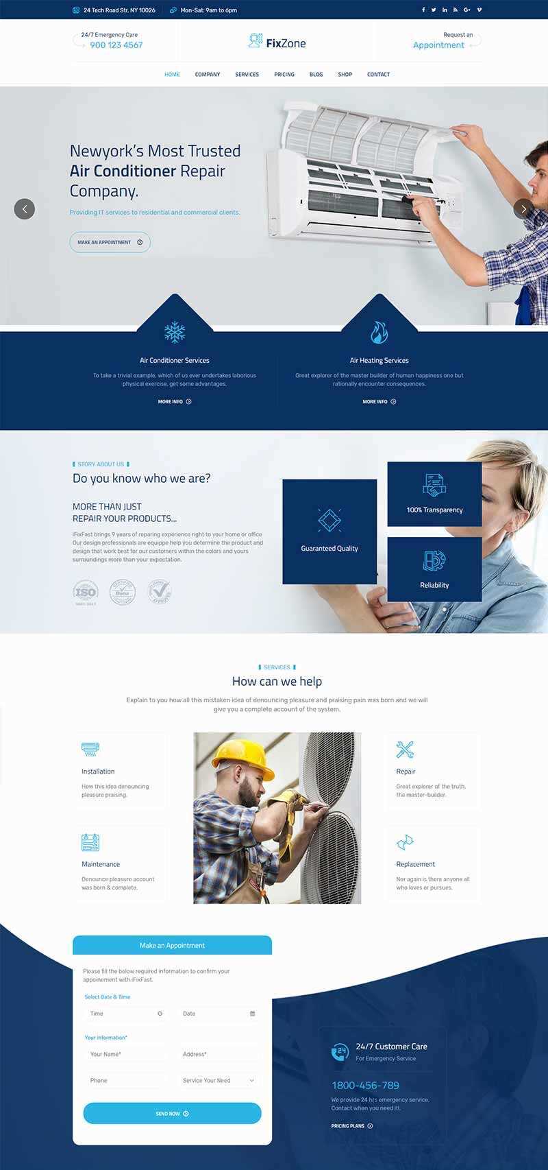 Bootstrap空调电器维修服务网站HTML模板 - 淘金派资源网