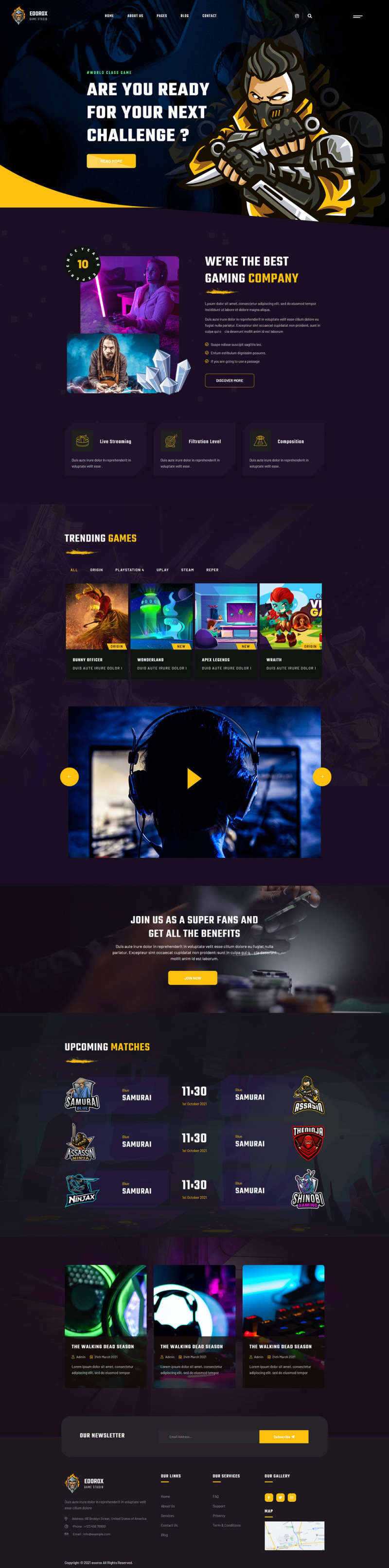 电子竞技游戏行业html5网站模板 - 淘金派资源网