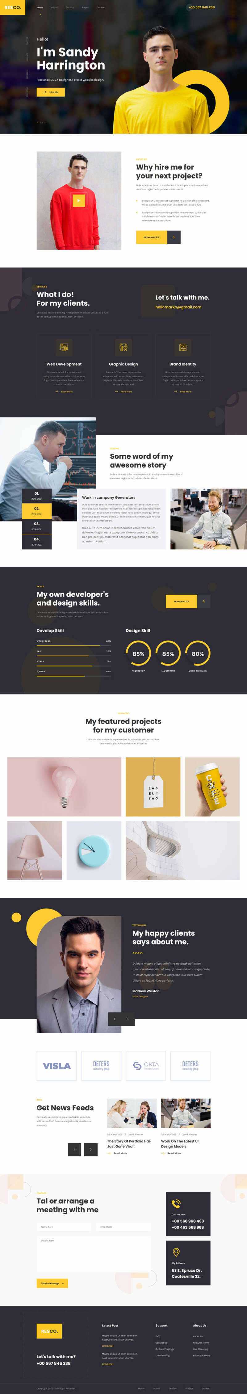 响应式个人简历介绍html5模板 - 淘金派资源网
