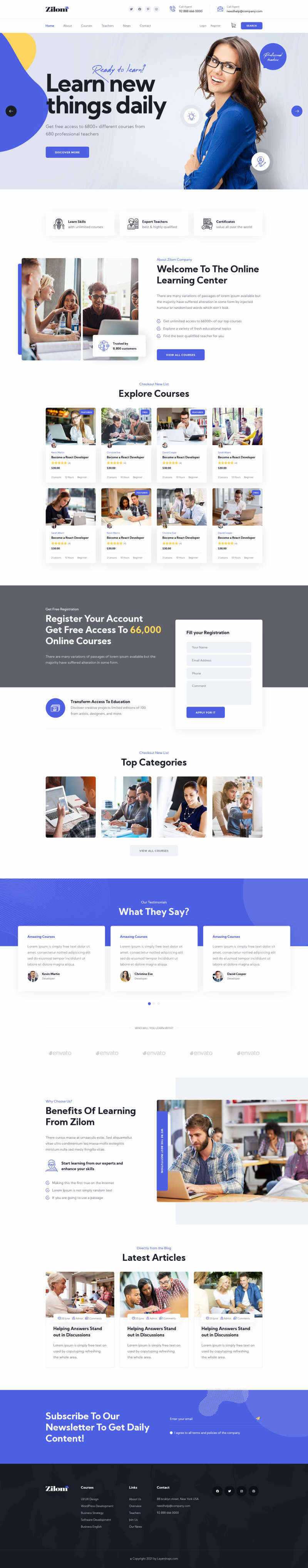 bootstrap在线教育学习官网HTML模板 - 淘金派资源网