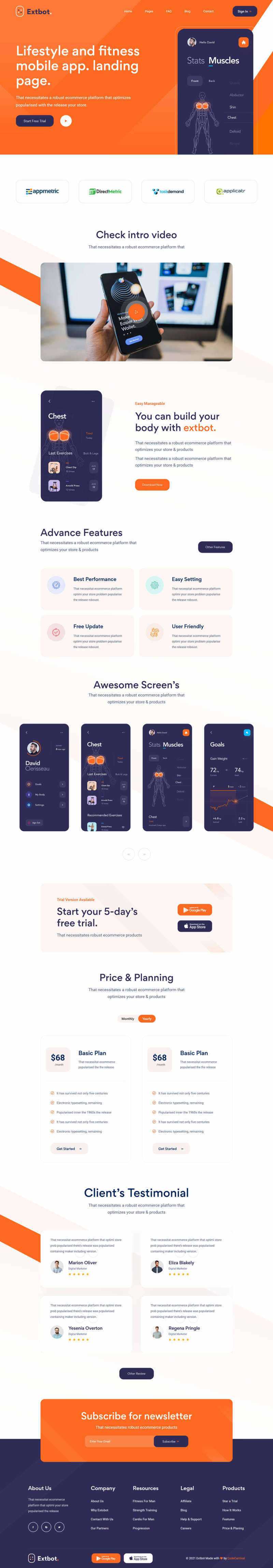 响应式健身运动app官网展示html模板 - 淘金派资源网