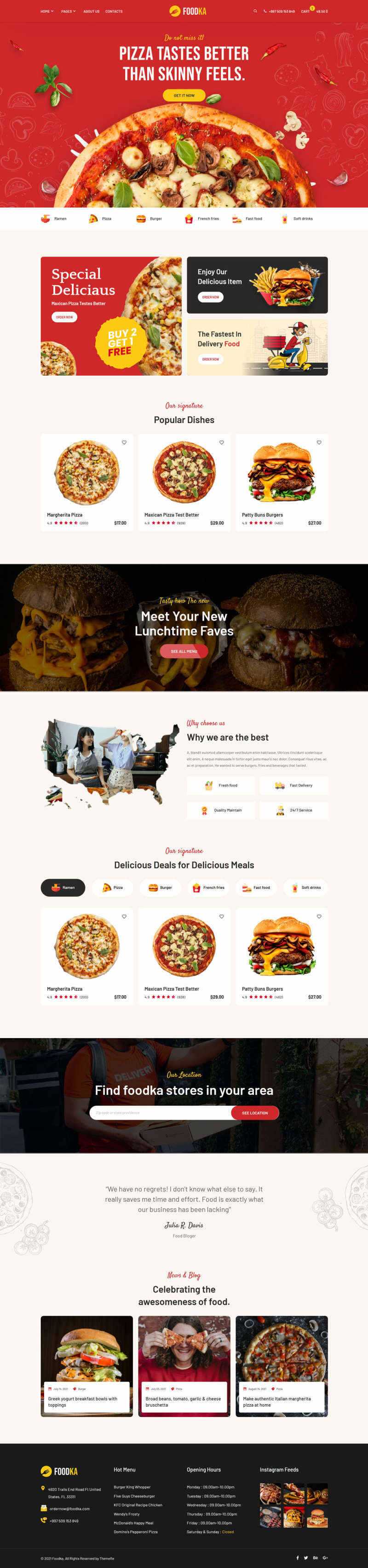 bootstrap响应式披萨店铺外卖配送HTML模板 - 淘金派资源网