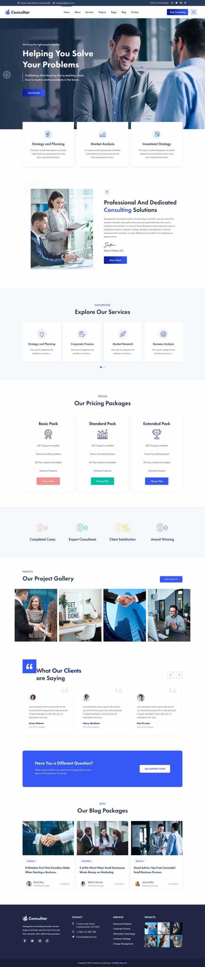 响应式商业咨询解决方案HTML5网站模板 - 淘金派资源网