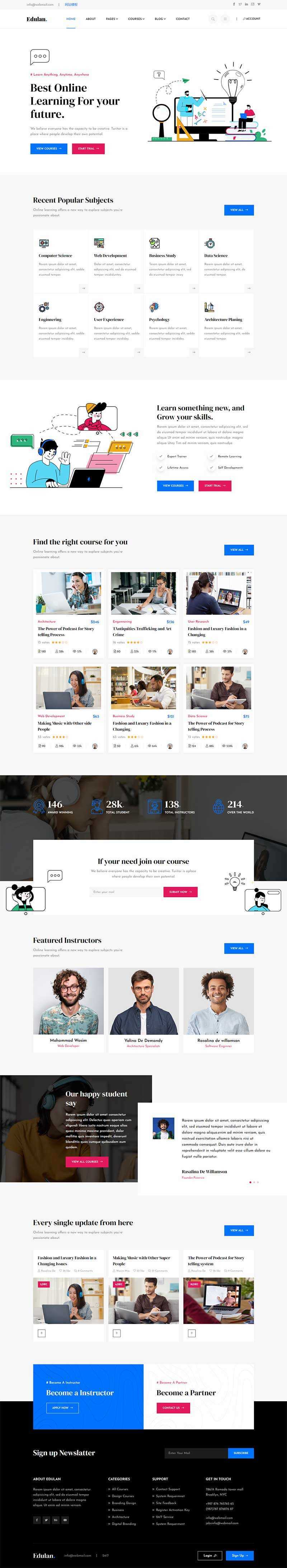 多功能响应式课程教育行业网页模板 - 淘金派资源网