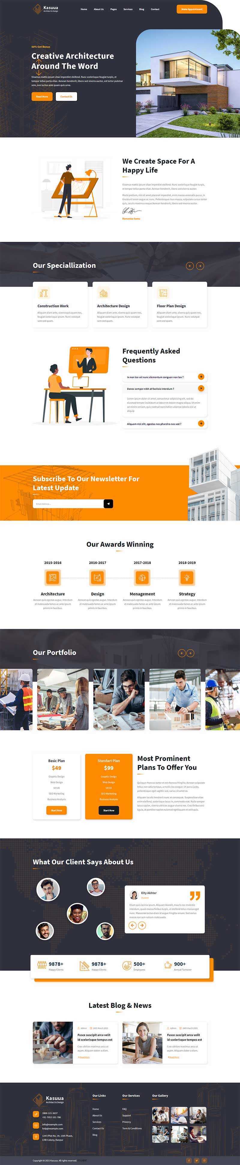 bootstrap建筑设计公司官网HTML模板 - 淘金派资源网