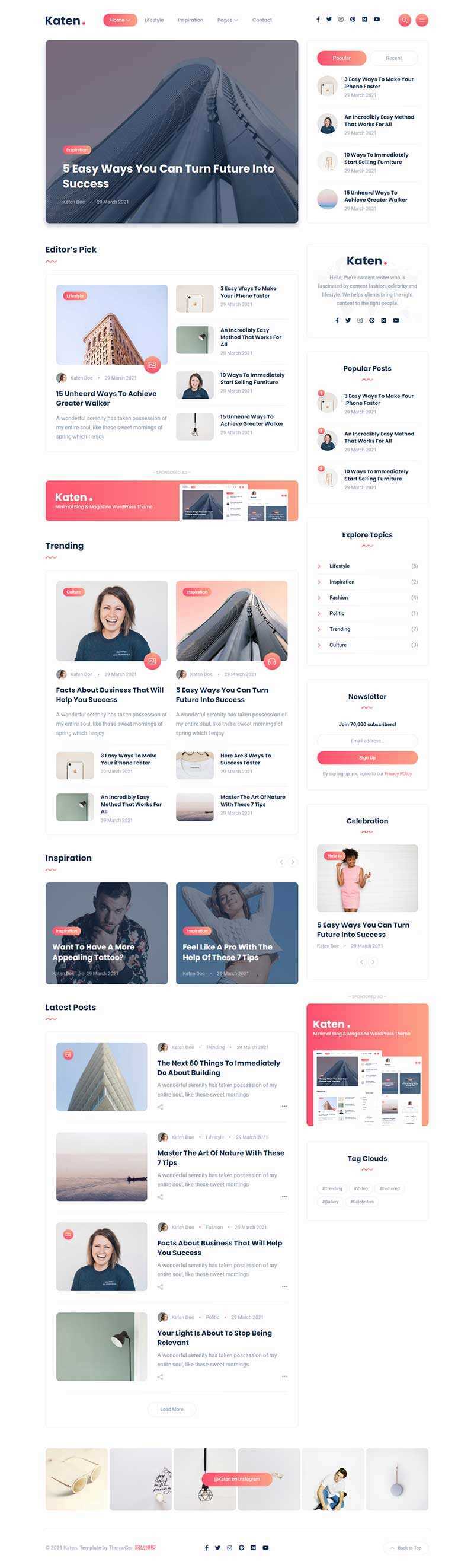 bootstrap响应式博客和杂志HTML模板 - 淘金派资源网