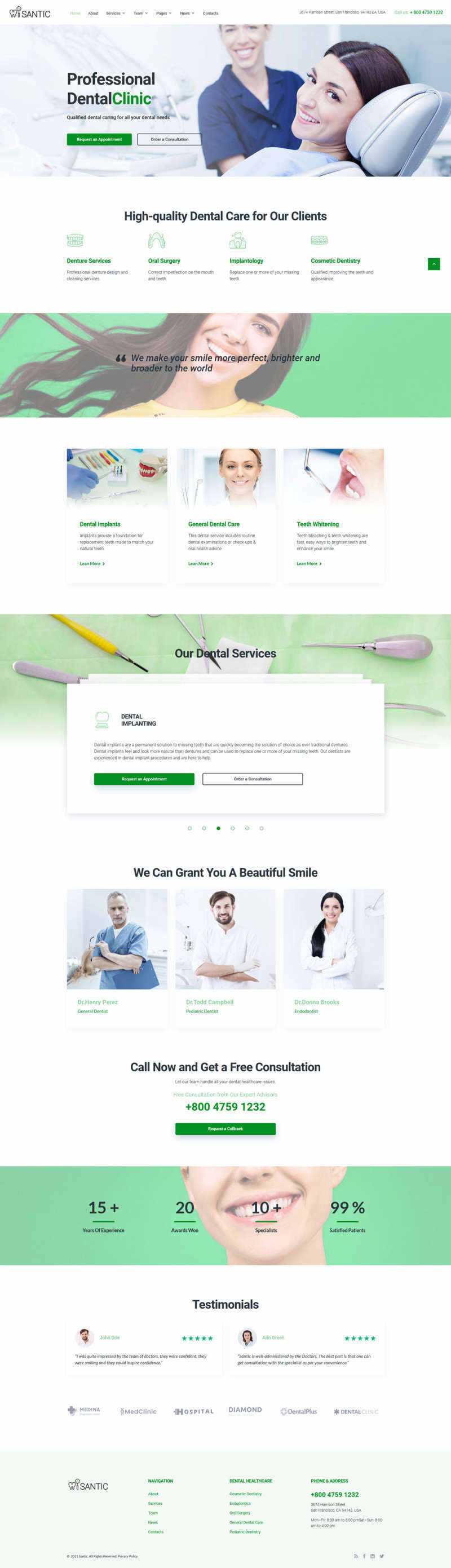 bootstrap牙科整形医院官网HTML5模板 - 淘金派资源网