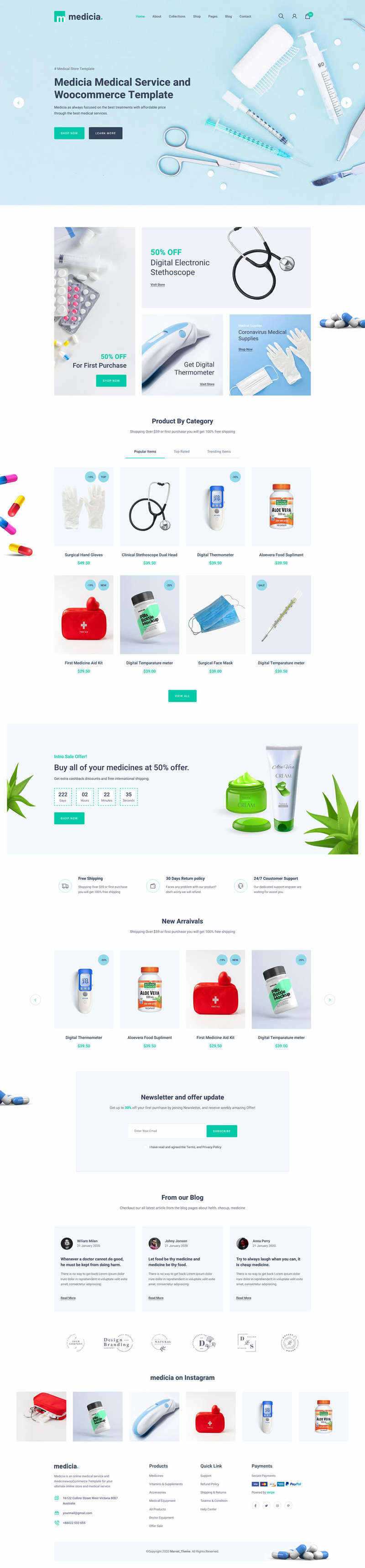 Bootstrap4医疗保健用品电子商务HTML5模板 - 淘金派资源网