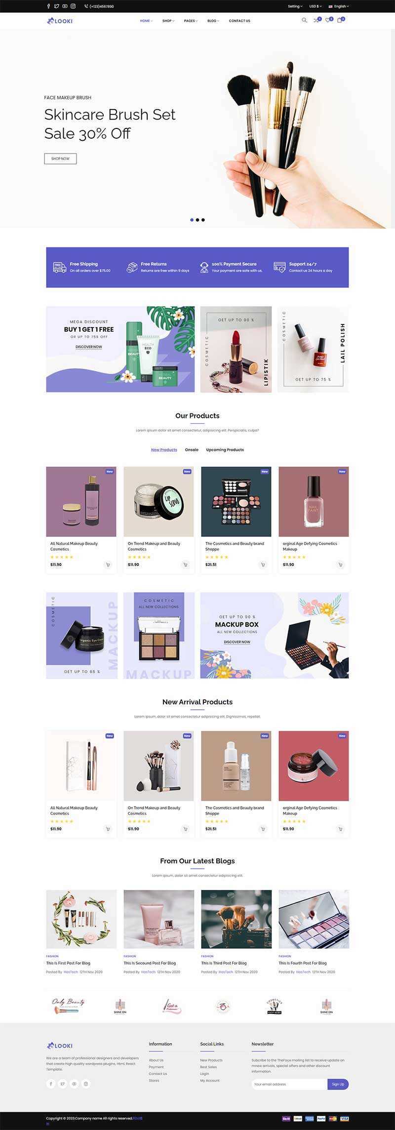 Bootstrap5美容化妆品电子商务html模板 - 淘金派资源网