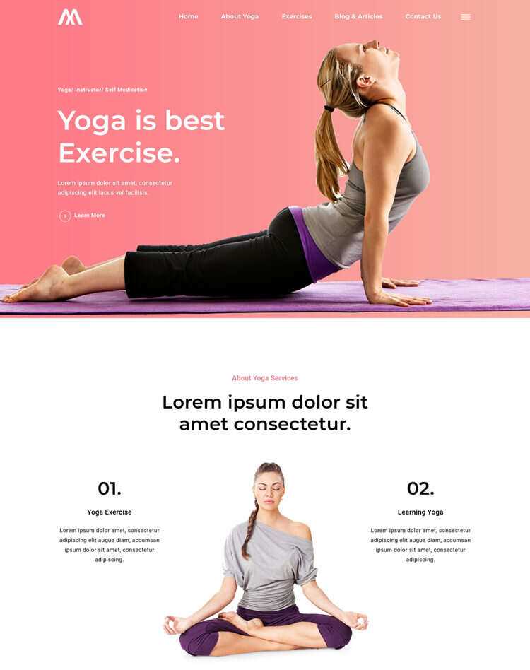 瑜伽馆瑜伽培训中心网站html5模板 - 淘金派资源网