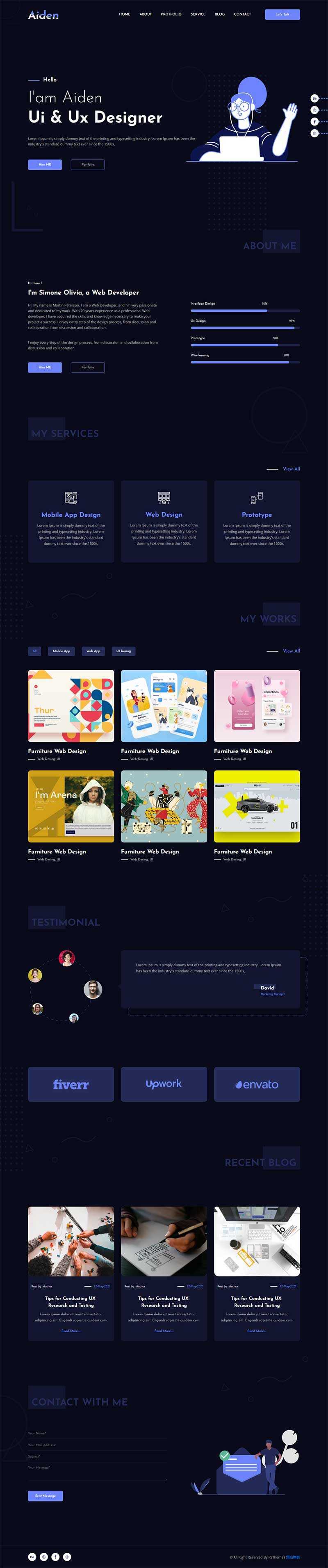 创意的个人作品主题html模板 - 淘金派资源网