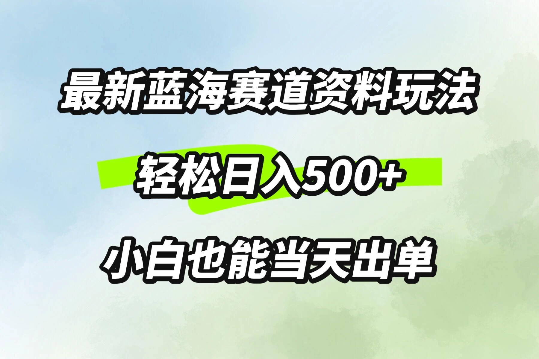 最新蓝海赛道资料玩法，轻松日入500+，小白也能当天出单 - 淘金派资源网