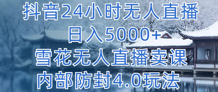 抖音24小时无人直播,日入5000+,雪花无人直播卖课,内部防封4.0玩法 - 淘金派资源网