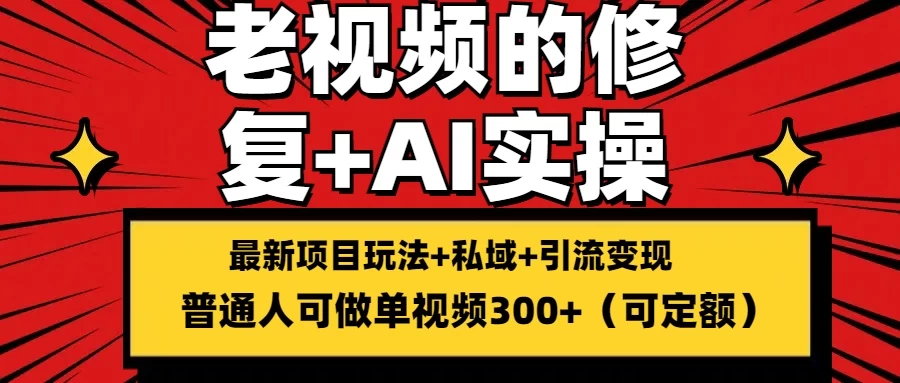 老视频的修复实操,单条收益300+,普通人可零基础 - 淘金派资源网