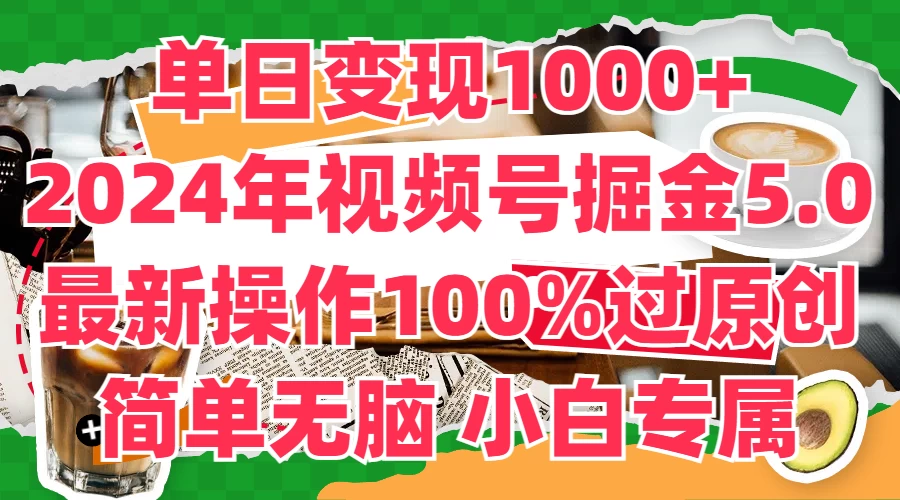 单日变现1000+，2024年视频号掘金5.0，最新骚操作100%过原创玩法，简单无脑，小白专属 - 淘金派资源网