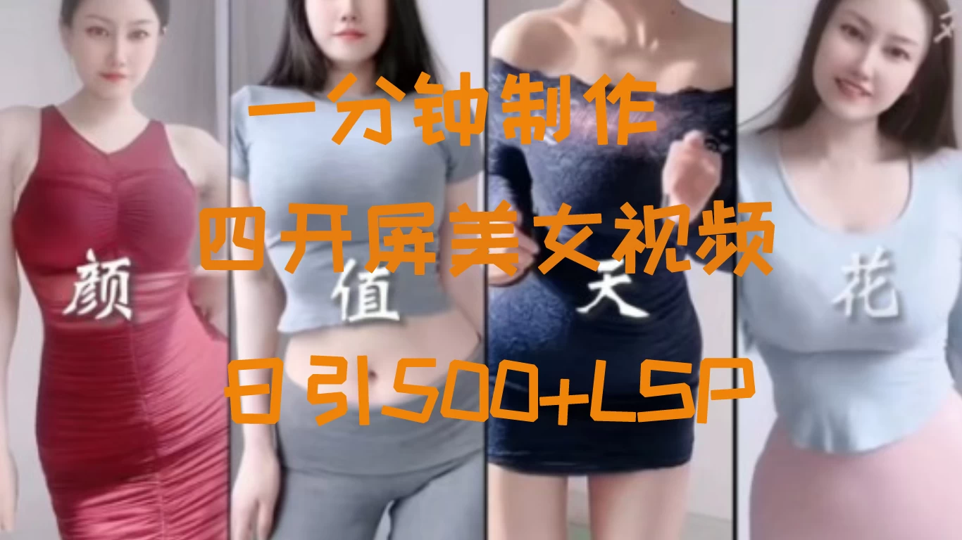 S粉新玩法，流量爆炸，美女视频四开屏，日引500+ - 淘金派资源网