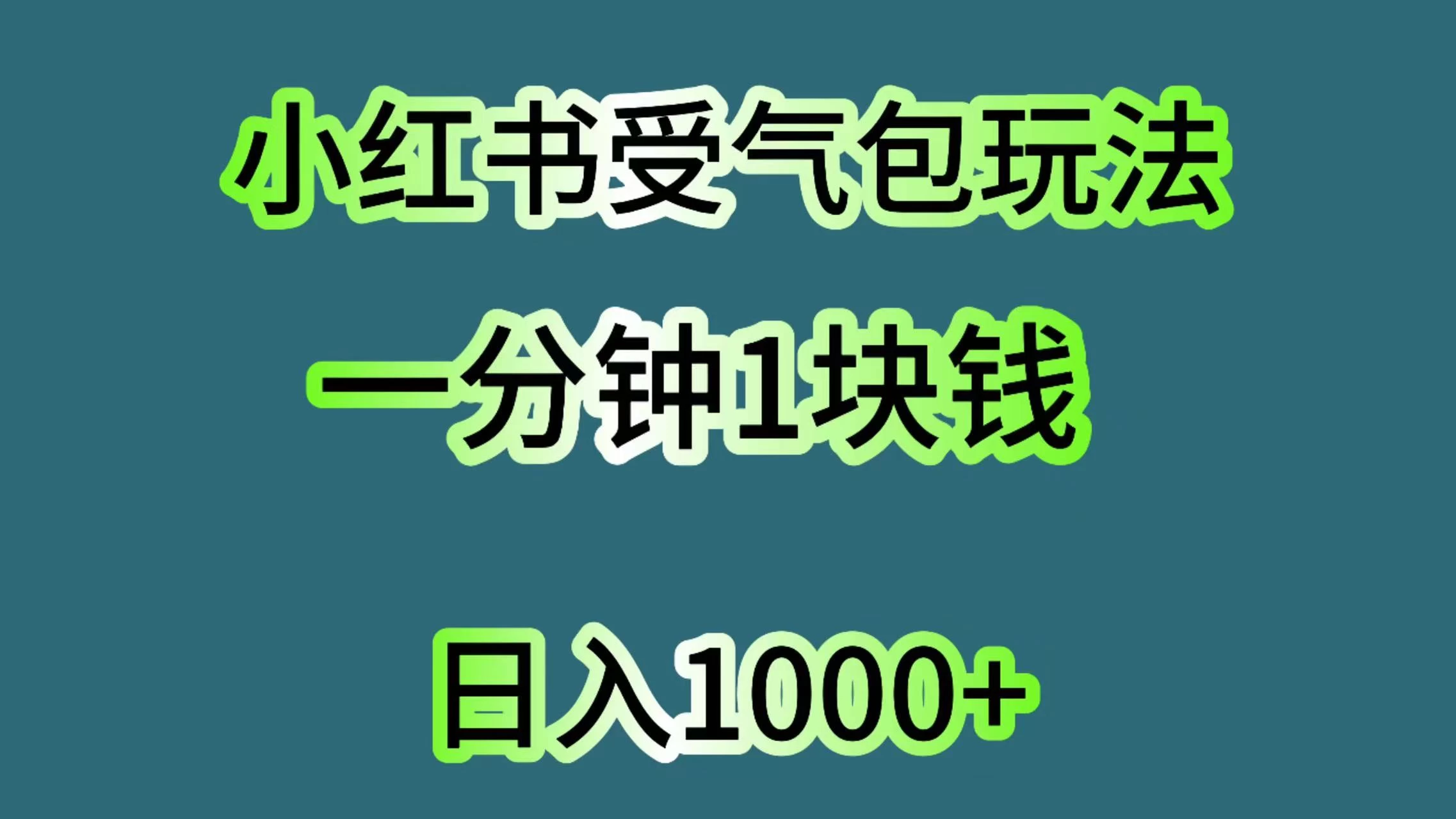 小红书受气包玩法，一分钟一块钱，日入1000+ - 淘金派资源网