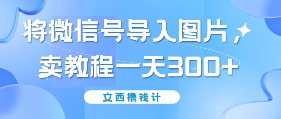 将微信号导入图片，卖教程一天300+（无脑操作！有手就会！） - 淘金派资源网