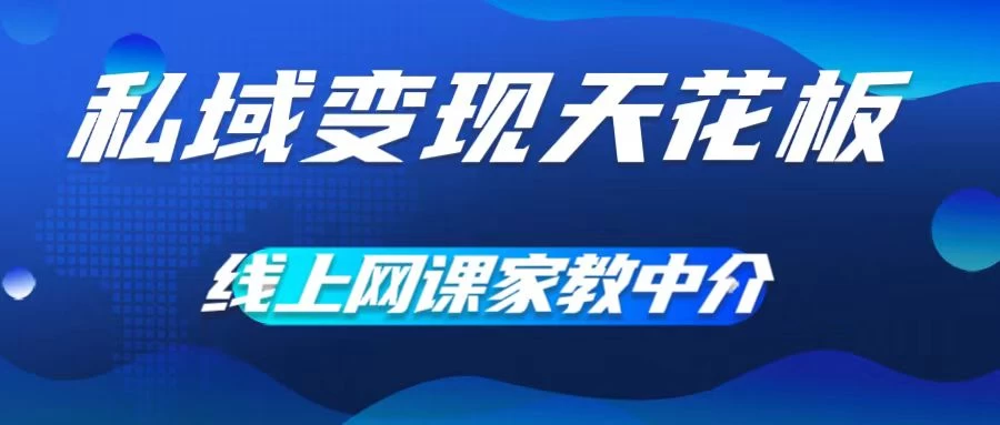 私域变现天花板，网课家教中介，只做渠道和流量，让大学生给你打工、0成本实现月入五位数 - 淘金派资源网