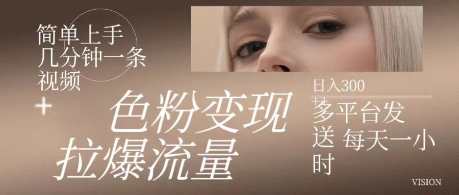 色粉变现，拉爆流量，简单上手几分钟一条视频，多平台发送每天一小时，日入300+ - 淘金派资源网