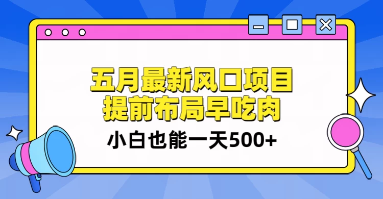 5月最新风口项目，提前布局早吃肉，小白也能一天暴利500+ - 淘金派资源网