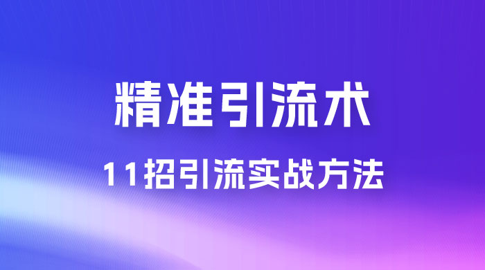 精准引流术：11 招引流实战方法，让你私域流量加到爆（共 11 课） - 淘金派资源网