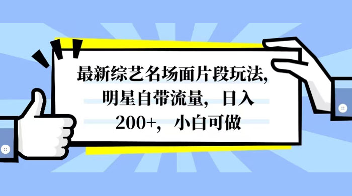 最新综艺名场面片段玩法，明星自带流量，日入200+，小白可做 - 淘金派资源网