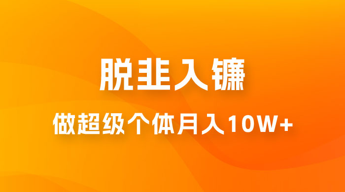 脱韭入镰，通过做「超级个体」月入 10w+，普通人实现阶层跨越的最优解 - 淘金派资源网