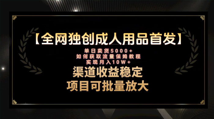 最新全网独创首发，成人用品赛道引流获客，单日卖货 5000+，月入 10w 保姆级教程 - 淘金派资源网